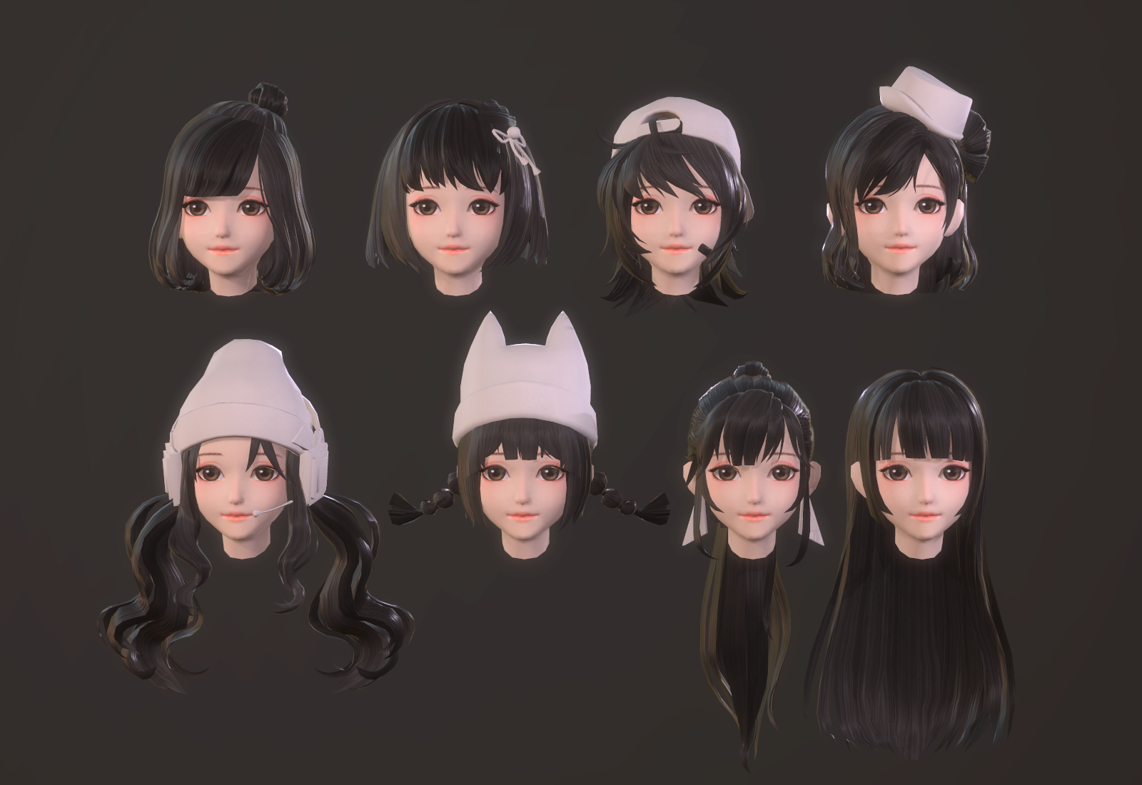 3d Girl Hair Anime Turbosquid 1464441