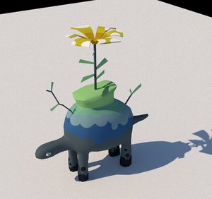 3D stylized plant turtle dinosaur