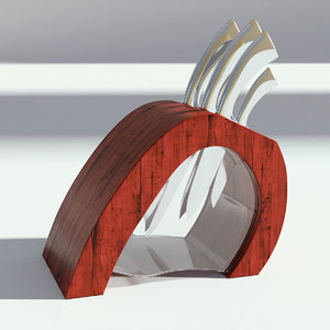 3D knife red wood model