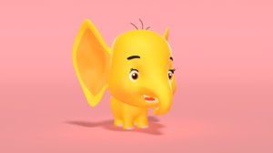 3D cute yellow elephant