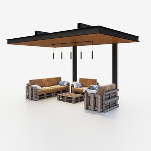 3D canopy pallet garden furniture