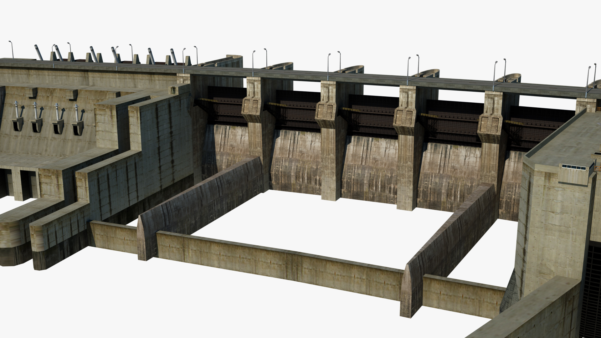 河水坝和锁第3部分3d模型