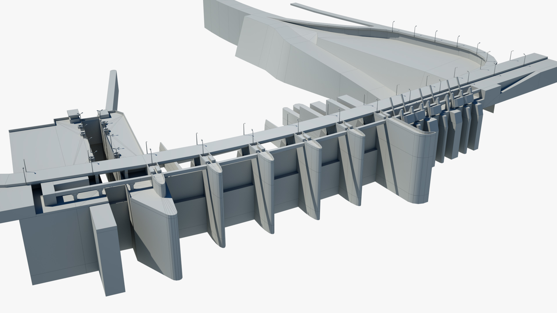 河水坝和锁第3部分3d模型