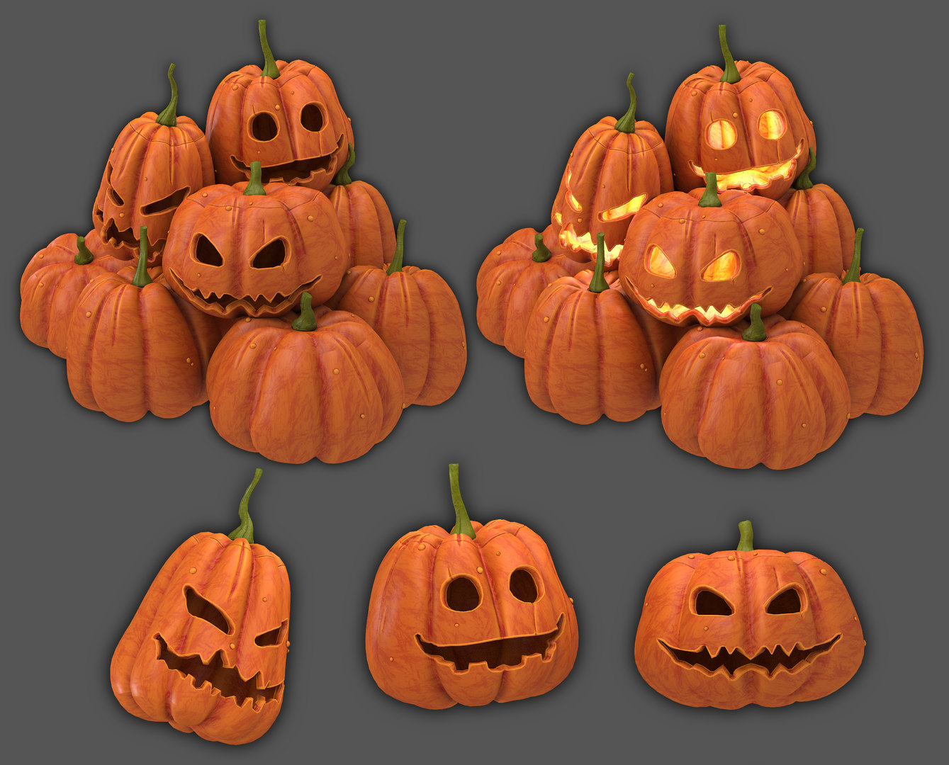 Halloween Pumpkins Low Poly 3d Model Turbosquid 1450694