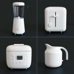 3D muji kitchen toaster teapot model