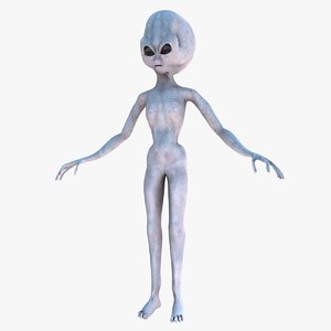 3D model humanoid grey alien
