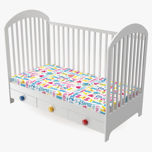 wooden infant bed 3D