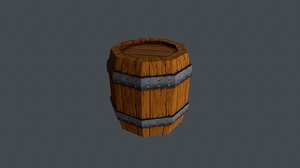 cartoon style wooden barrel 3D model