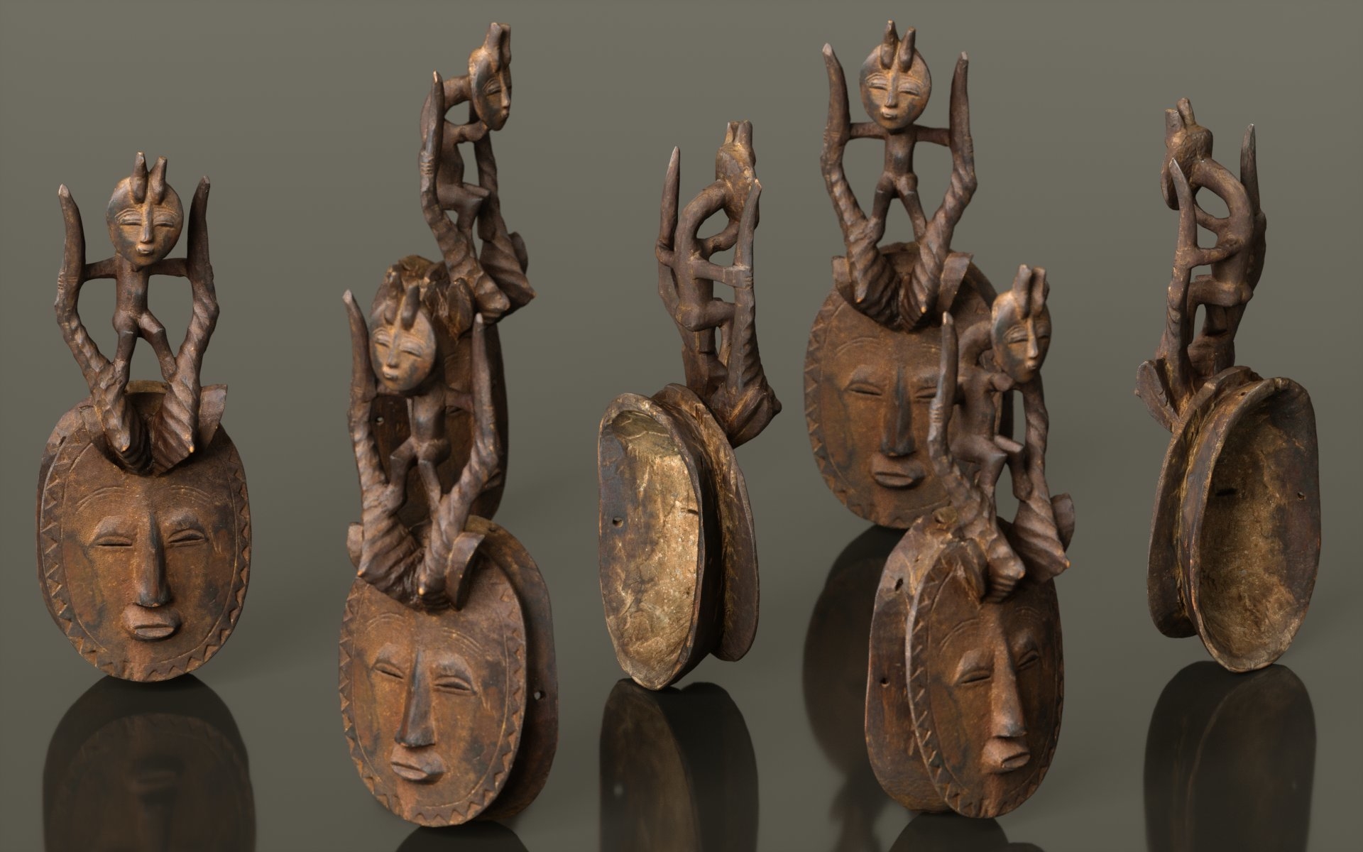 阿富汗人面具木雕493d模型