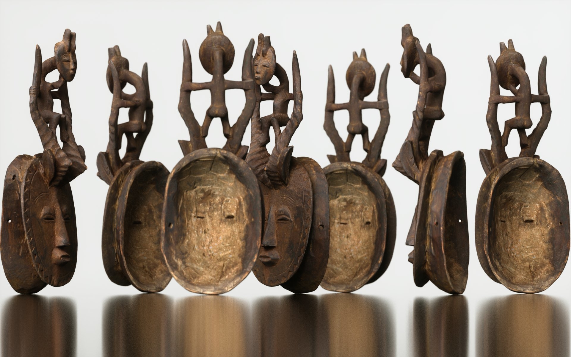 阿富汗人面具木雕493d模型