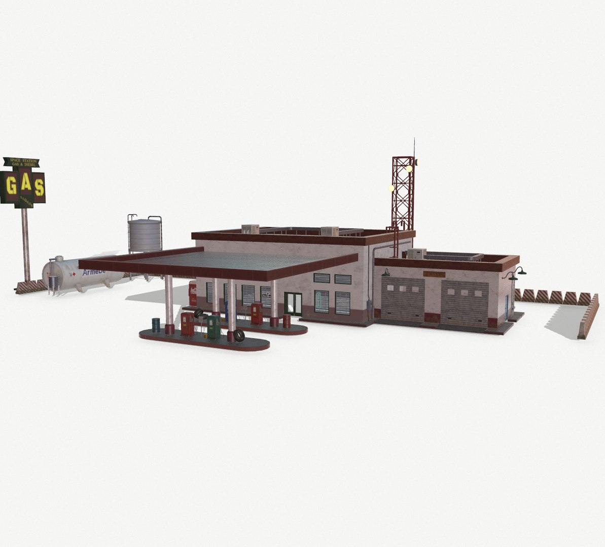 Gas station 3D model - TurboSquid 1451255