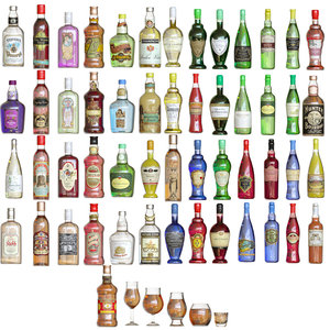 bottles alcohol 3D model