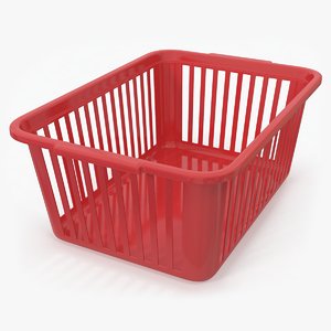plastic handy basket red 3D