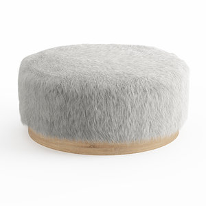 wool faux fur pouf 3D