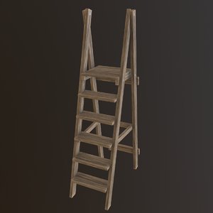 3D model wooden ladder