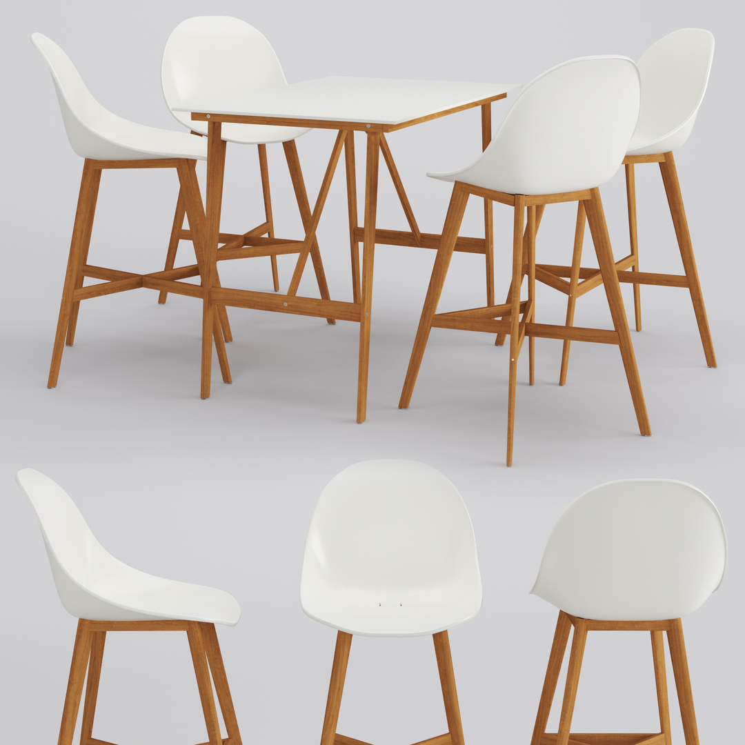 3д модель стульев и стола икеа