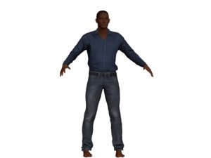 black adult male rigged 3D model