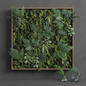 3D model decorative green moss set