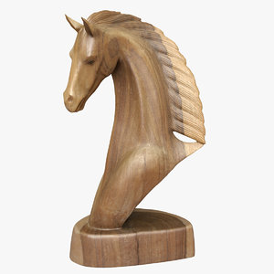 3D wooden horse carving