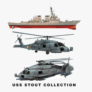 3D uss stout ddg helicopter model