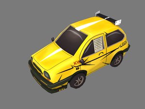yellow cartoon car 3D