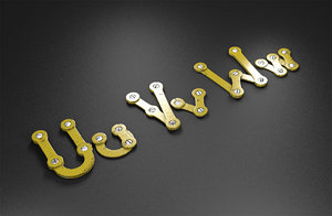 uvw rusty metal alphabet letters 3D model