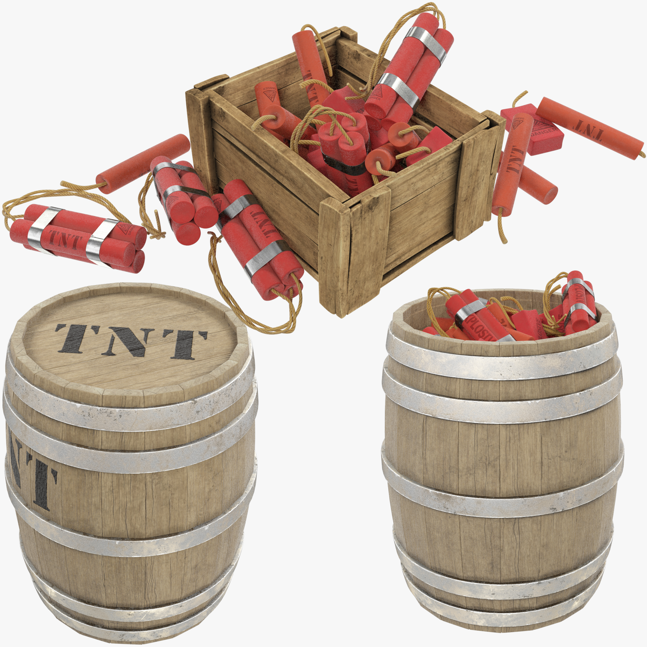 Tnt Box Barrel 3d Turbosquid 1454483