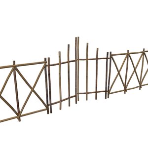 3D old bamboo gate fence model