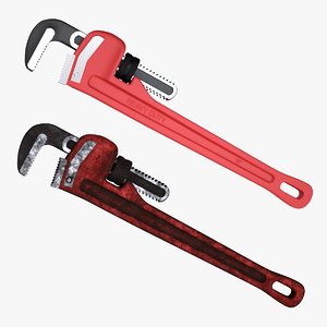 pipe wrench clean dirty 3D model