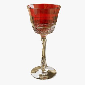 3D model red crystal wineglass