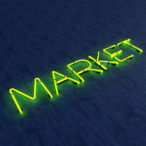 3D model market neon sign