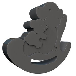 3D model mother bear family puzzle