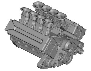 3d model v8 engine