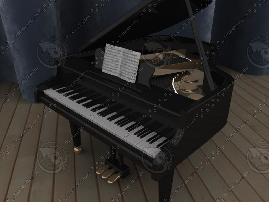 baby grand piano 3d model