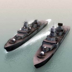 damaged navy ships 3d model