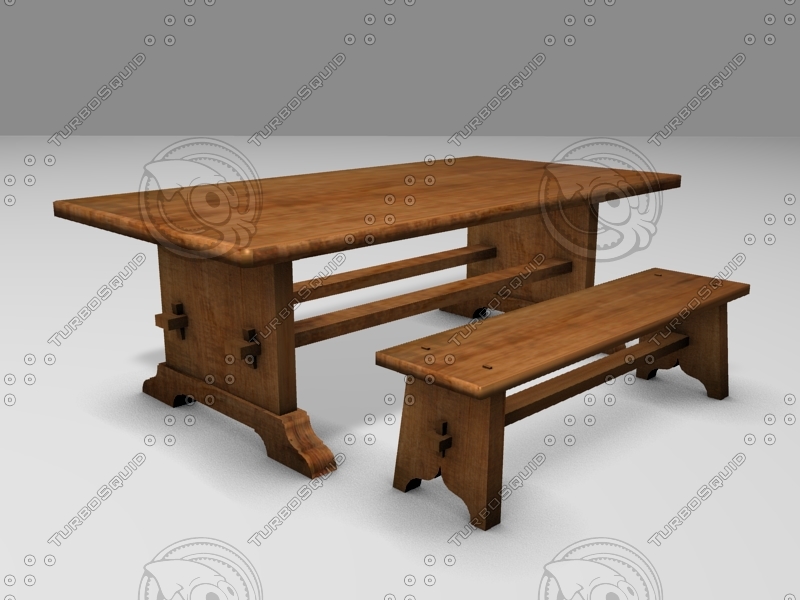 Blender Medieval Bench Trestle Table