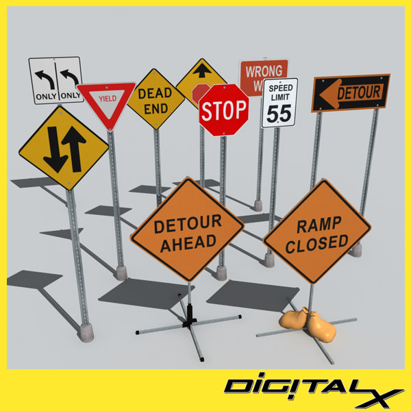 3d road sign