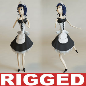 3d servant rigged animation model
