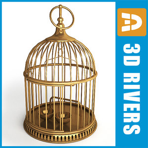 retro birdcage birds cage 3d model