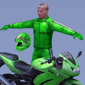 kawasaki ninja 250r motorcycle rider 3d model