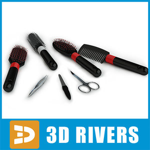set manicure hairbrushes 3d model