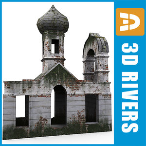 3d model of ruined orthodox church building