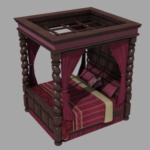 gothic canopy bed 3d model