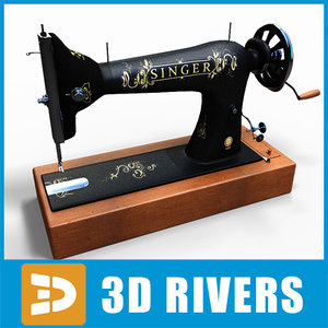 3d model old style singer sewing
