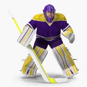 3D hockey goalkeeper fully equipped