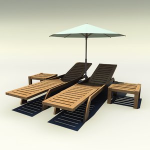 3ds max poolside deck chairs