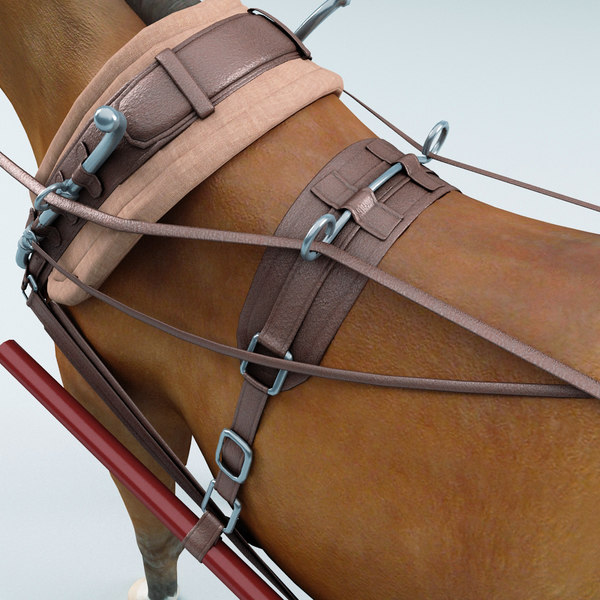 harnessed horses 3d model