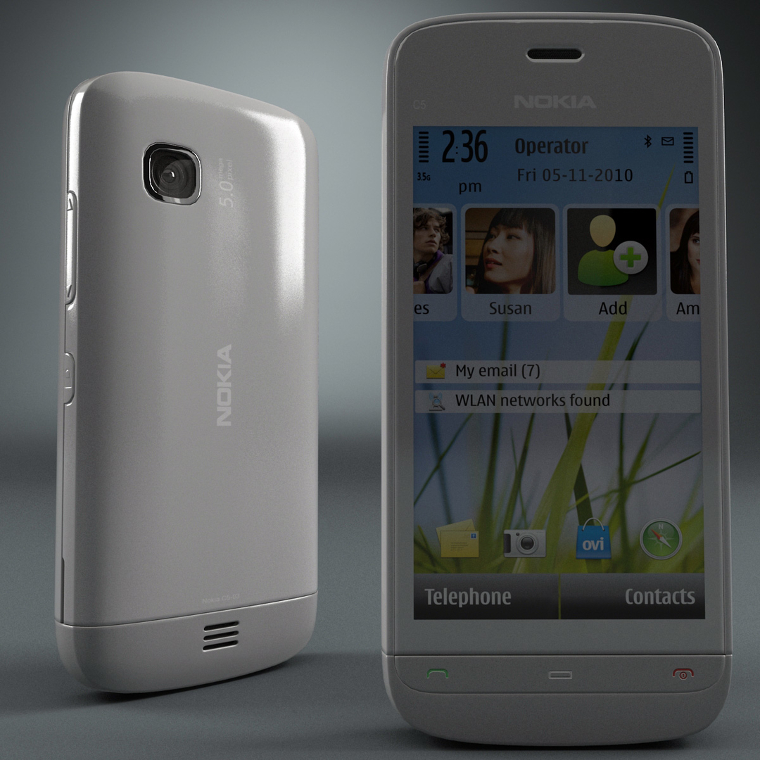 3d model nokia c5-03 white-grey