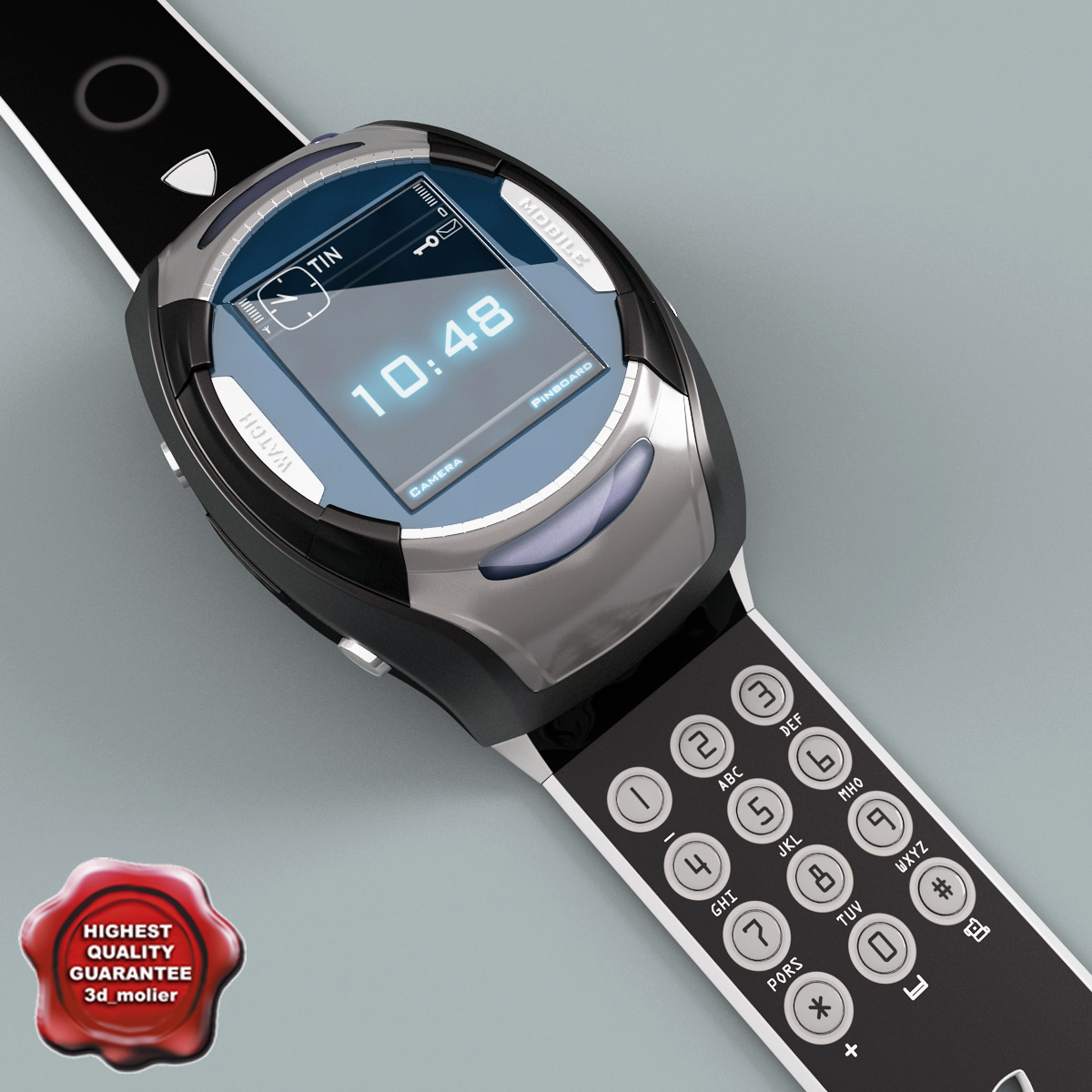 3d model clock mobile phone