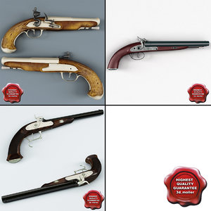 old musket pistols 3d 3ds